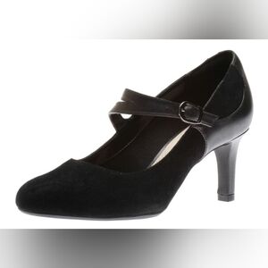 Clarks Dancer Reece Black Suede & Leather Mary Jane Pumps - Size 10 - Never Worn